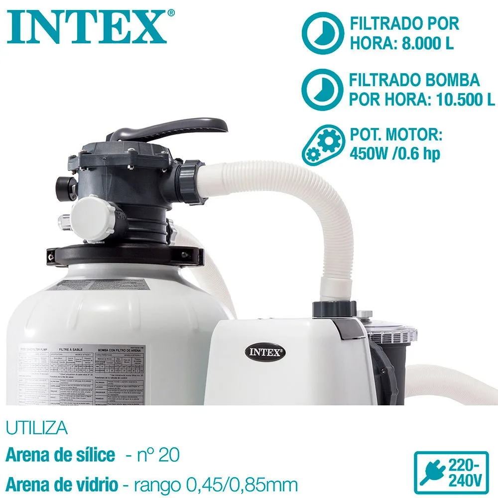 Intex Bomba Filtro Arena Krystal Clear 10.500L/h 5 Intex Bomba Filtro Arena Krystal Clear 10.500L/h - Imagen 3
